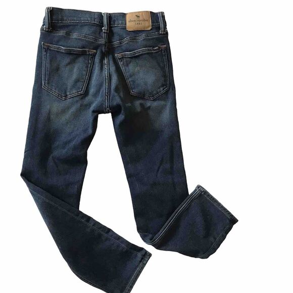 Abercrombie Kids Girls Skinny Jean Denim Distressed Ripped Size 11/12 Dark Wash - Picture 2 of 8